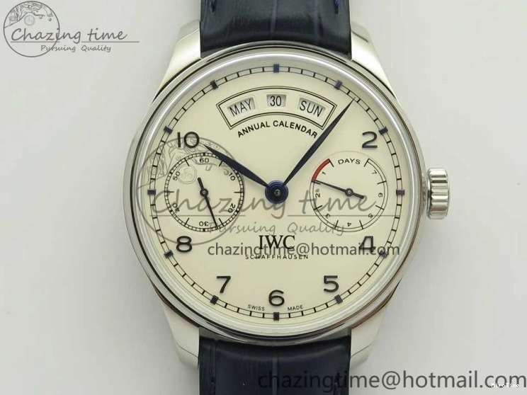 MIROTIME 0212 Affordable Portuguese Real PR Real Annual Calendar IW5035 ZF 1:1 Best Edition White Dial Blue Markers on Blue Leather Strap A 7143